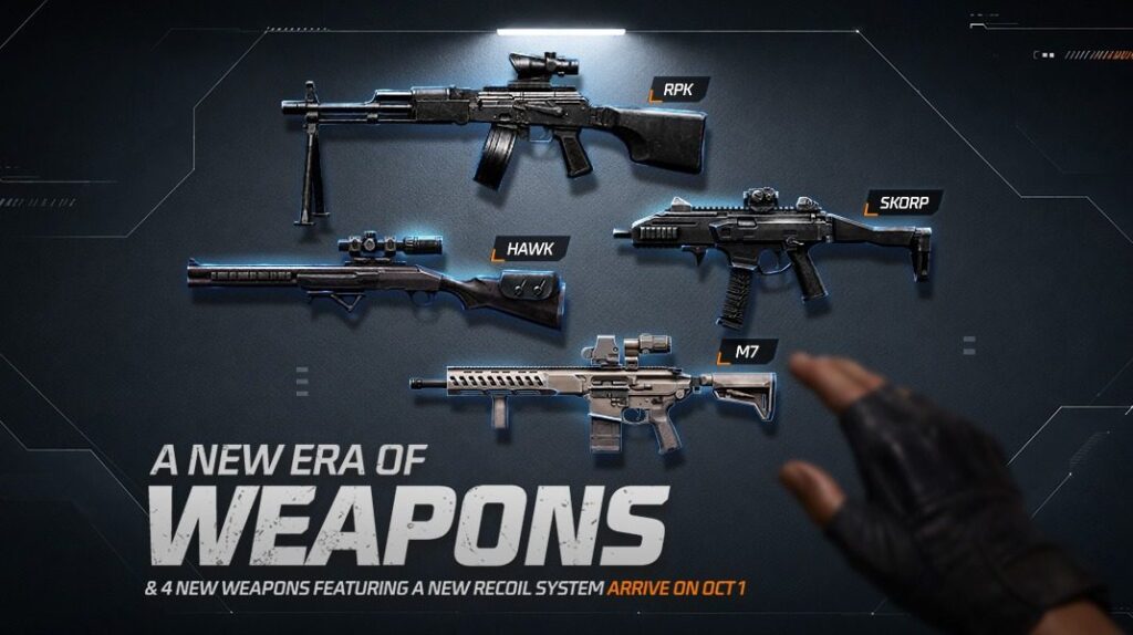 Las cuatro armas nuevas de Free Fire: RPK, Skorp, Hawk y M7